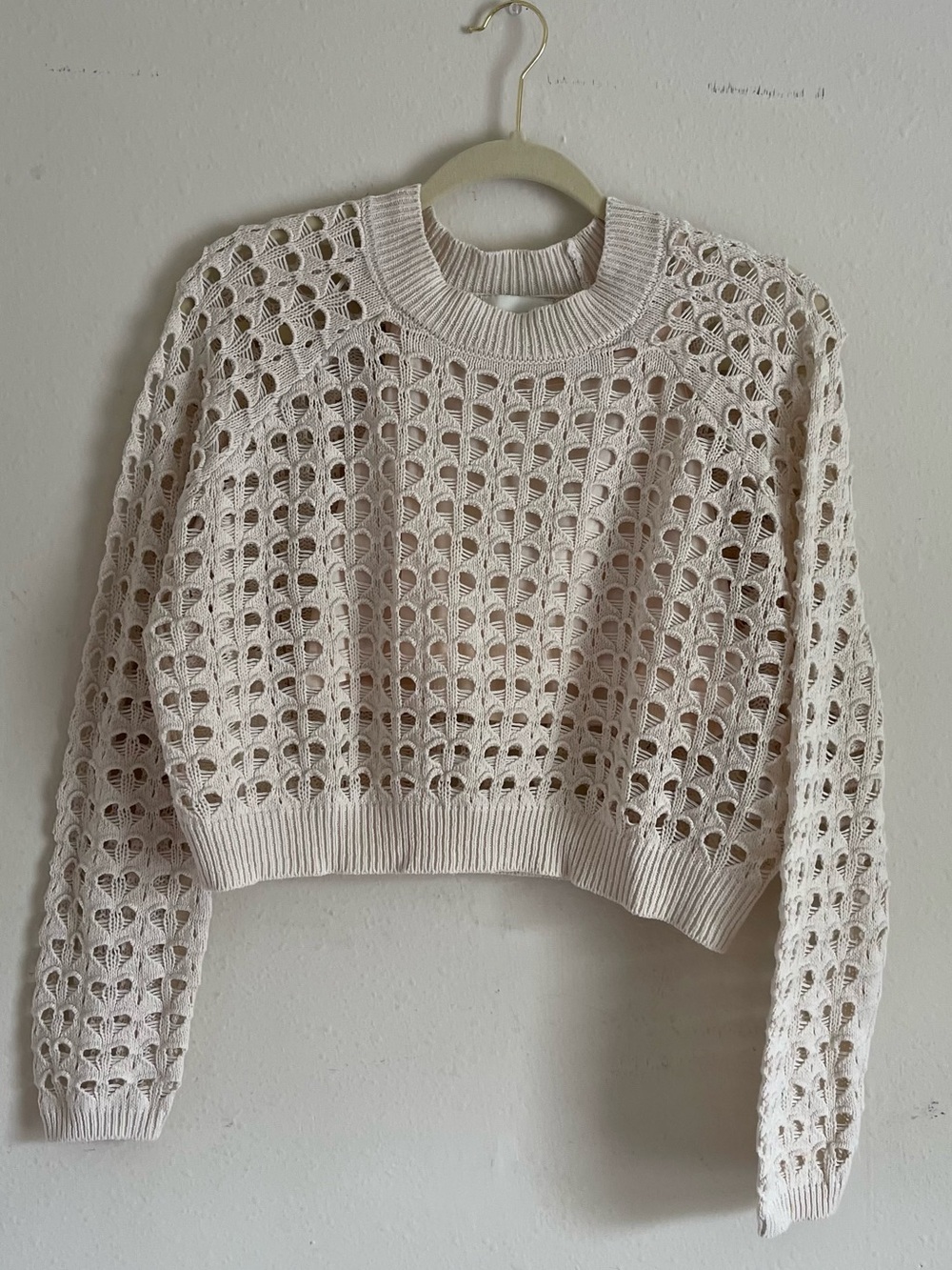 Freshman Openwork Crewneck Sweater - Cream